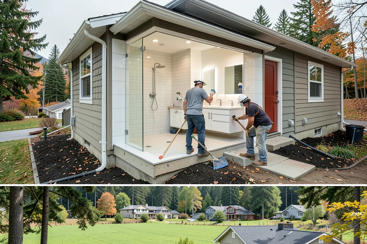 In-Law Suite Addition in Lyman, Skagit County, WA - The exterior shell is best built in summer, while the interior suite is finished through the cooler months.