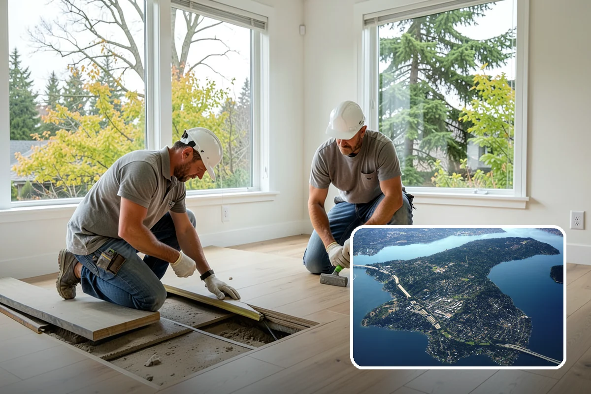 Interior Drainage System in Mercer Island, King County, WA - Captures water from walls and the floor-to-wall joint