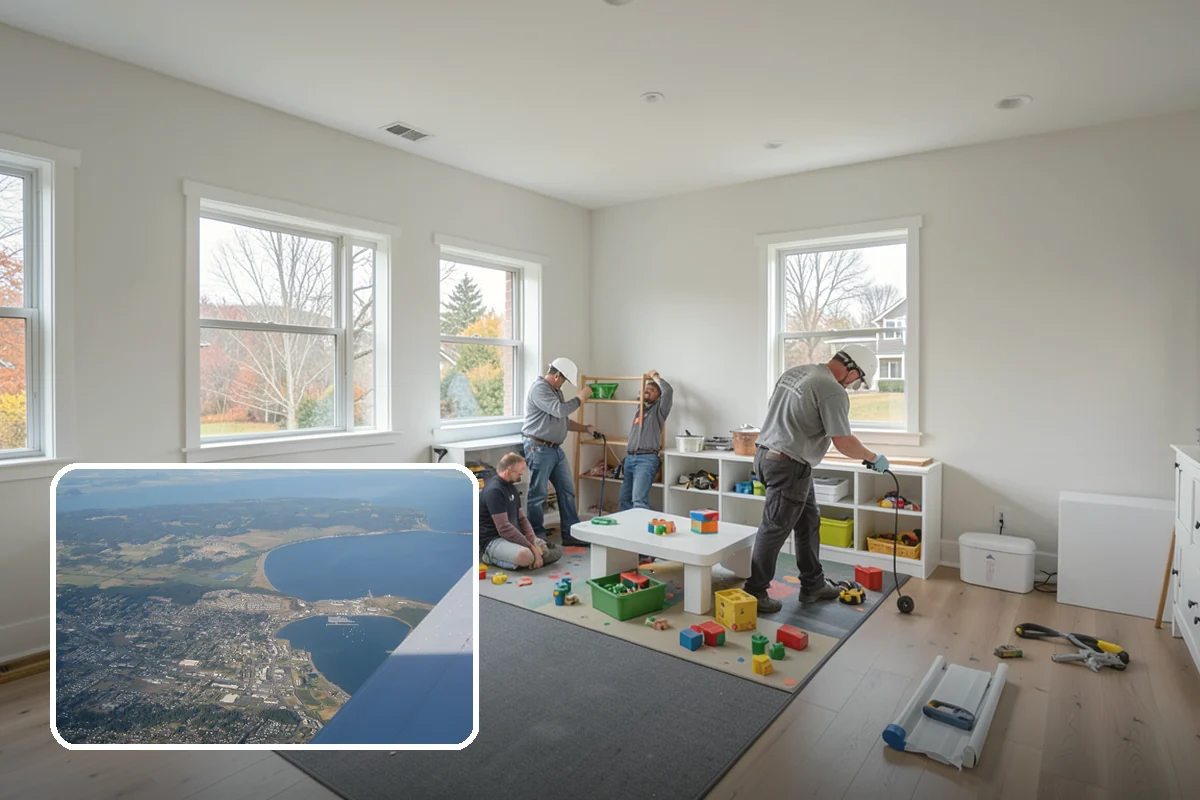 Interior Drainage System in Oak Harbor, Island County, WA - Captures water from walls and the floor-to-wall joint