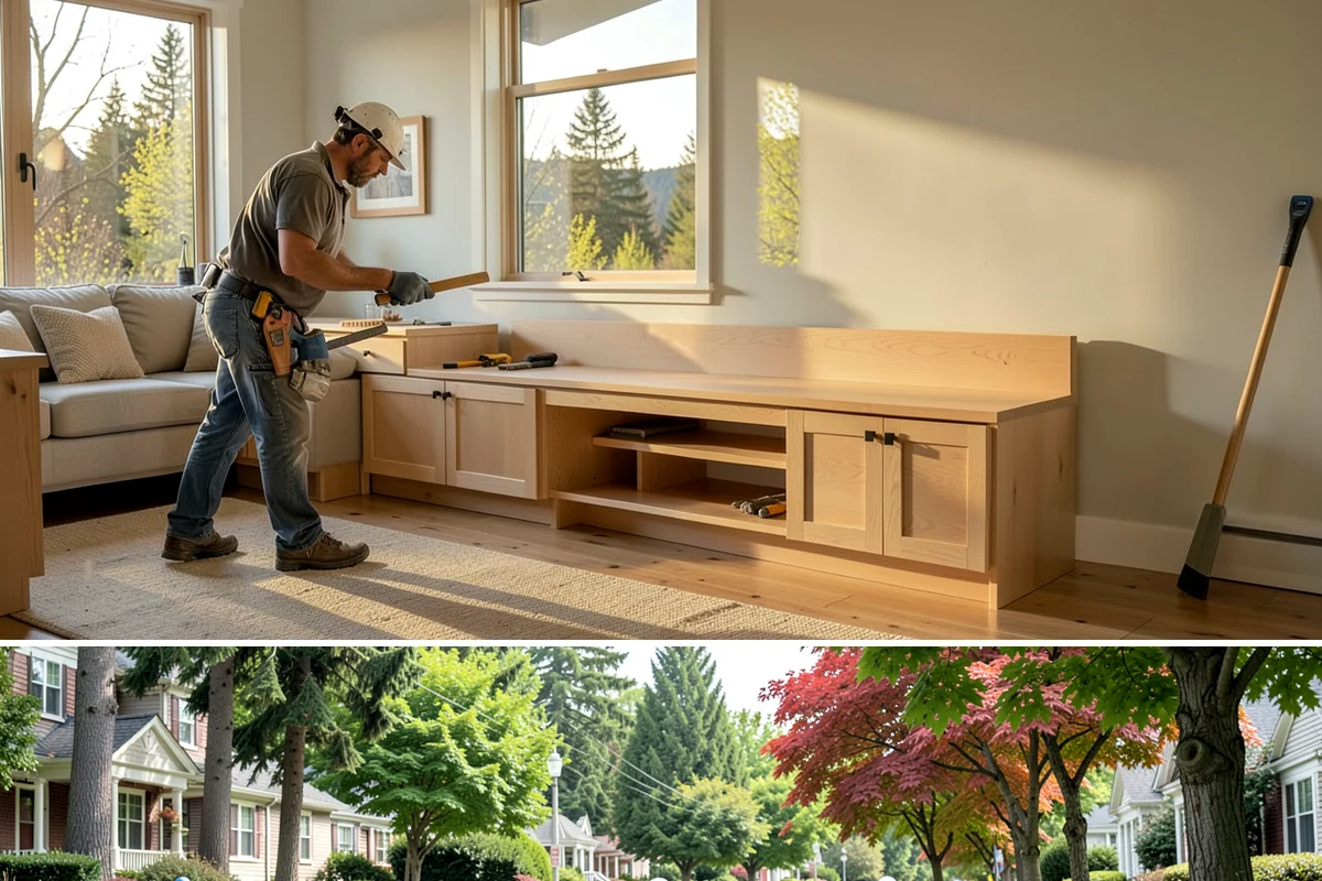 Interior Framing in Beaux Arts Village, King County, WA - Interior framing runs comfortably year-round since the work stays inside the weather envelope regardless of Puget Sound...