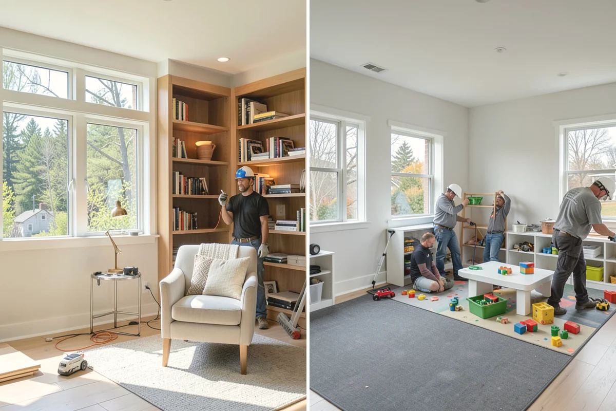 Interior Framing in Yarrow Point, King County, WA - Chalk partition lines and confirm the layout with you