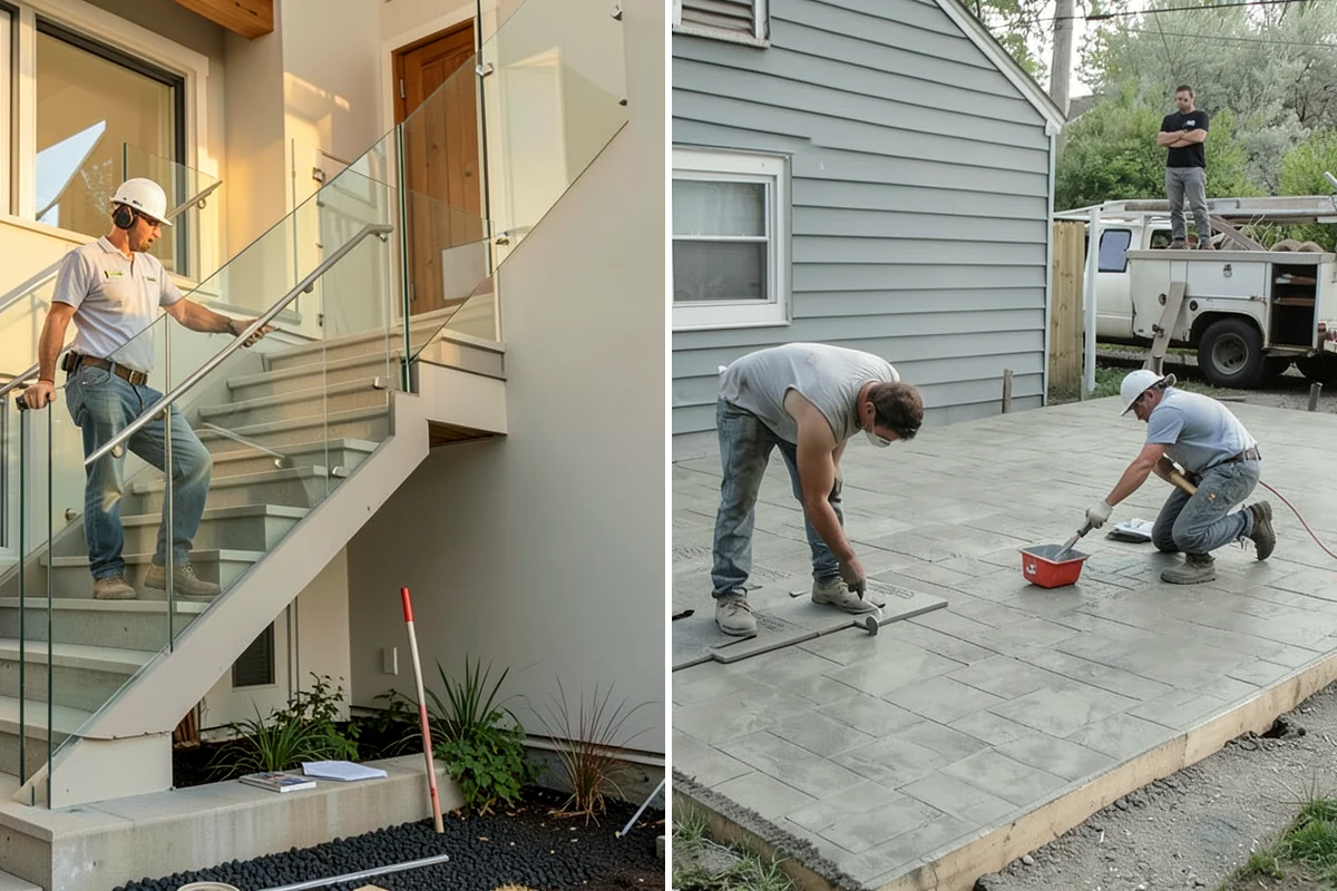 Iron Railing Installation in Seattle, King County, WA - Measure the stair and design the railing pattern