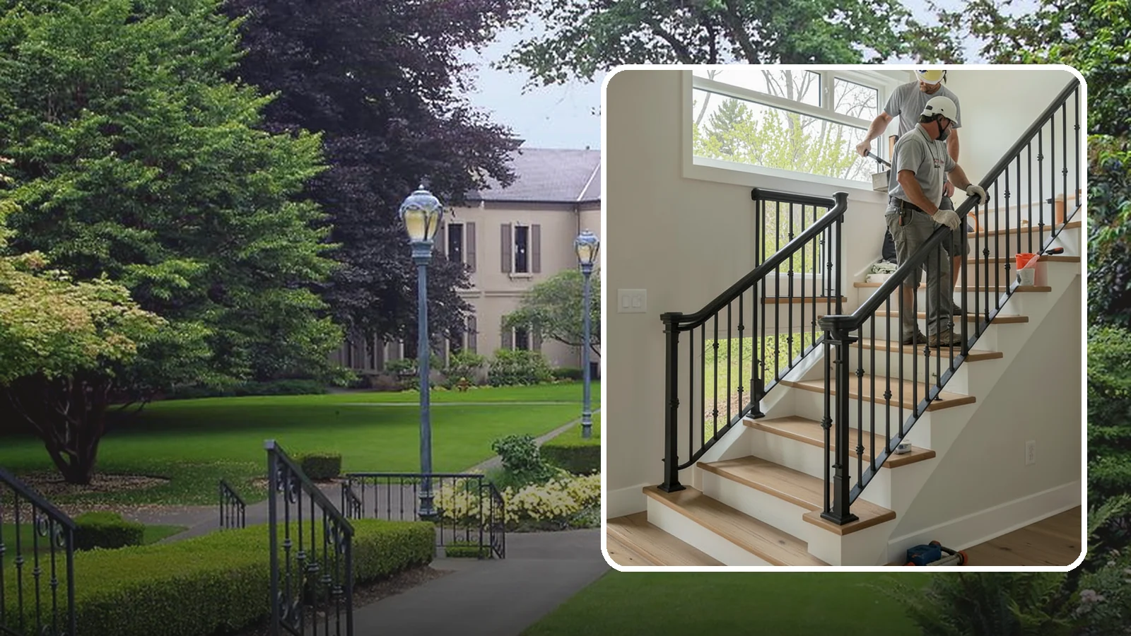 Iron Railing Installation in Woodinville, King County, WA - Wrought and welded iron railings that combine classic strength with custom detail.