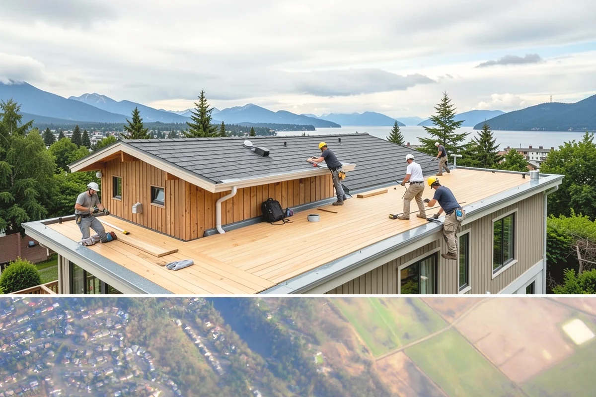 Joist Installation in Algona, King County, WA - We install joists in any season, prioritizing a fast subfloor cover during wet weather to protect the framing.