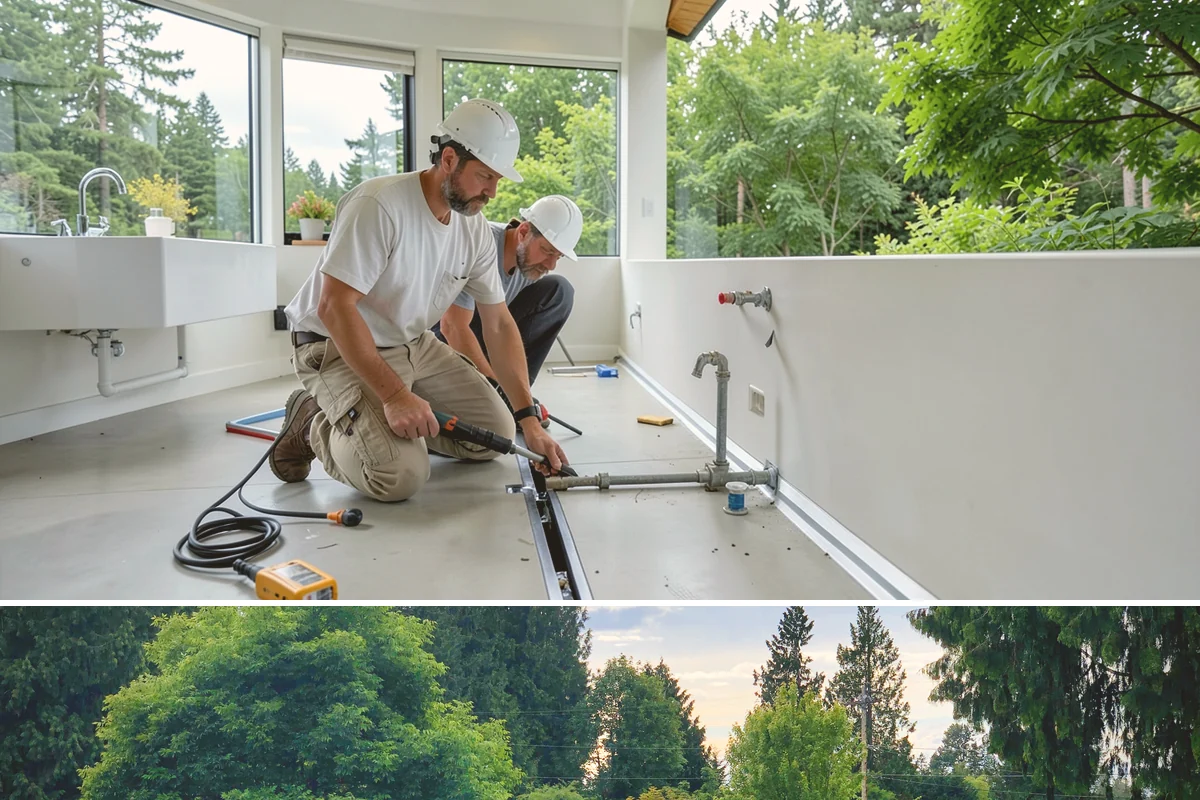 Joist Installation in Bonney Lake, Pierce County, WA - We install joists in any season, prioritizing a fast subfloor cover during wet weather to protect the framing.