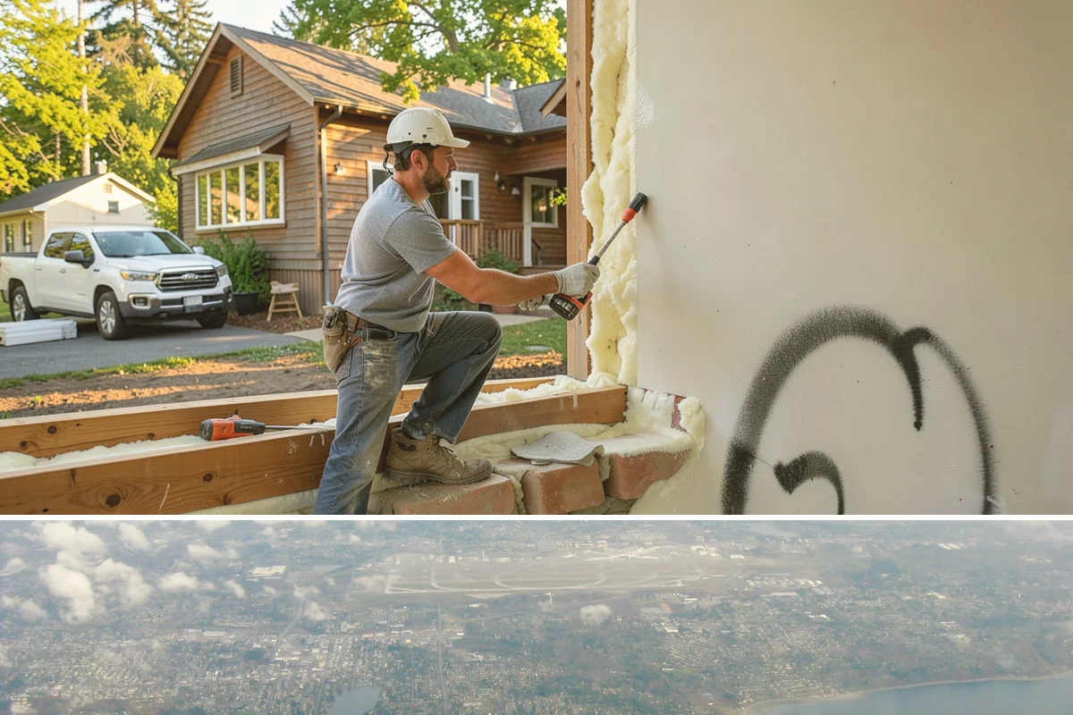Joist Installation in Burien, King County, WA - We install joists in any season, prioritizing a fast subfloor cover during wet weather to protect the framing.