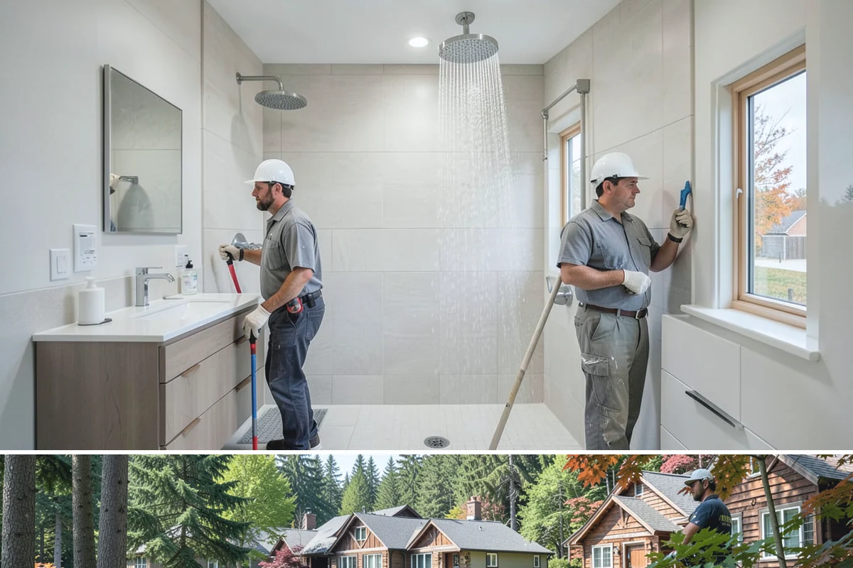 Joist Installation in Edgewood, Pierce County, WA - We install joists in any season, prioritizing a fast subfloor cover during wet weather to protect the framing.