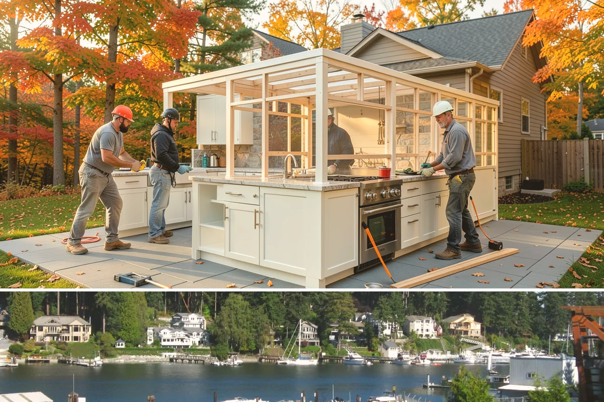 Joist Installation in Gig Harbor, Pierce County, WA - We install joists in any season, prioritizing a fast subfloor cover during wet weather to protect the framing.