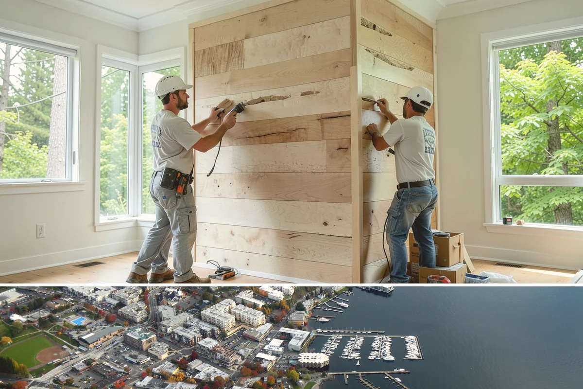 Joist Installation in Kirkland, King County, WA - We install joists in any season, prioritizing a fast subfloor cover during wet weather to protect the framing.