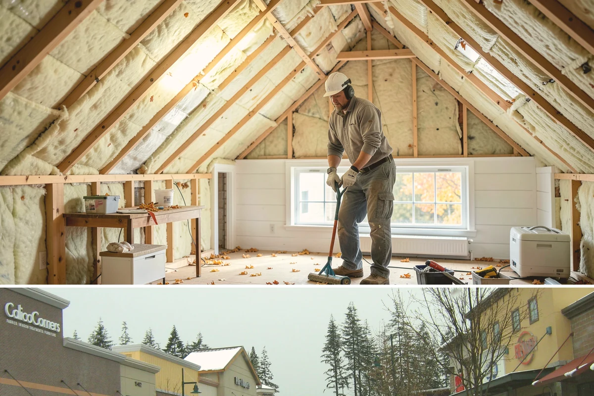 Joist Installation in Mill Creek, Snohomish County, WA - We install joists in any season, prioritizing a fast subfloor cover during wet weather to protect the framing.