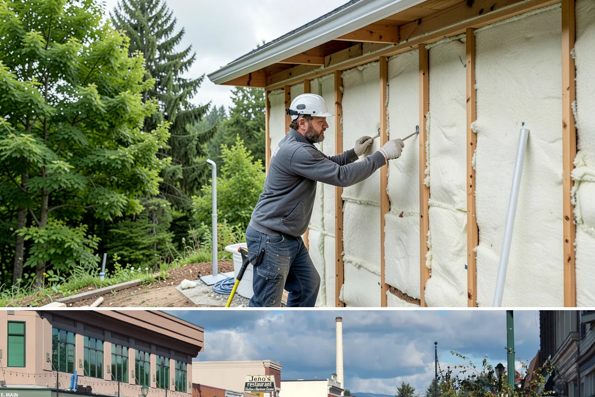 Joist Installation in Monroe, Snohomish County, WA - We install joists in any season, prioritizing a fast subfloor cover during wet weather to protect the framing.