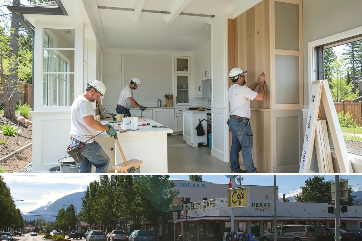 Joist Installation in North Bend, King County, WA - We install joists in any season, prioritizing a fast subfloor cover during wet weather to protect the framing.