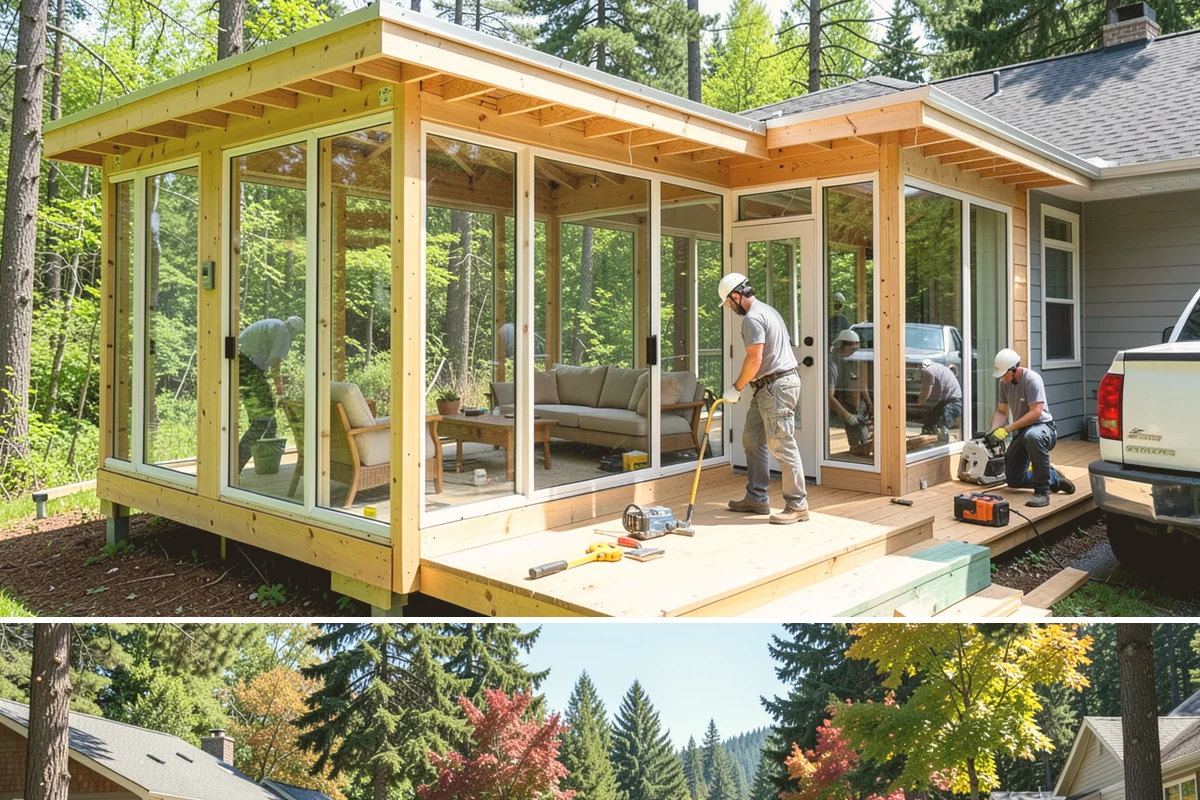 Joist Installation in Orting, Pierce County, WA - We install joists in any season, prioritizing a fast subfloor cover during wet weather to protect the framing.