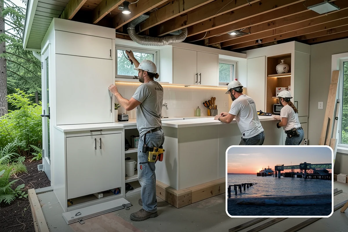 Kitchen Flooring Installation in Edmonds, Snohomish County, WA - Materials chosen for spills and heavy traffic
