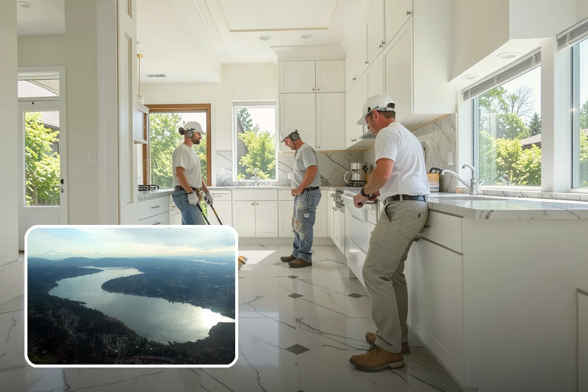 Kitchen Flooring Installation in Sammamish, King County, WA - Materials chosen for spills and heavy traffic