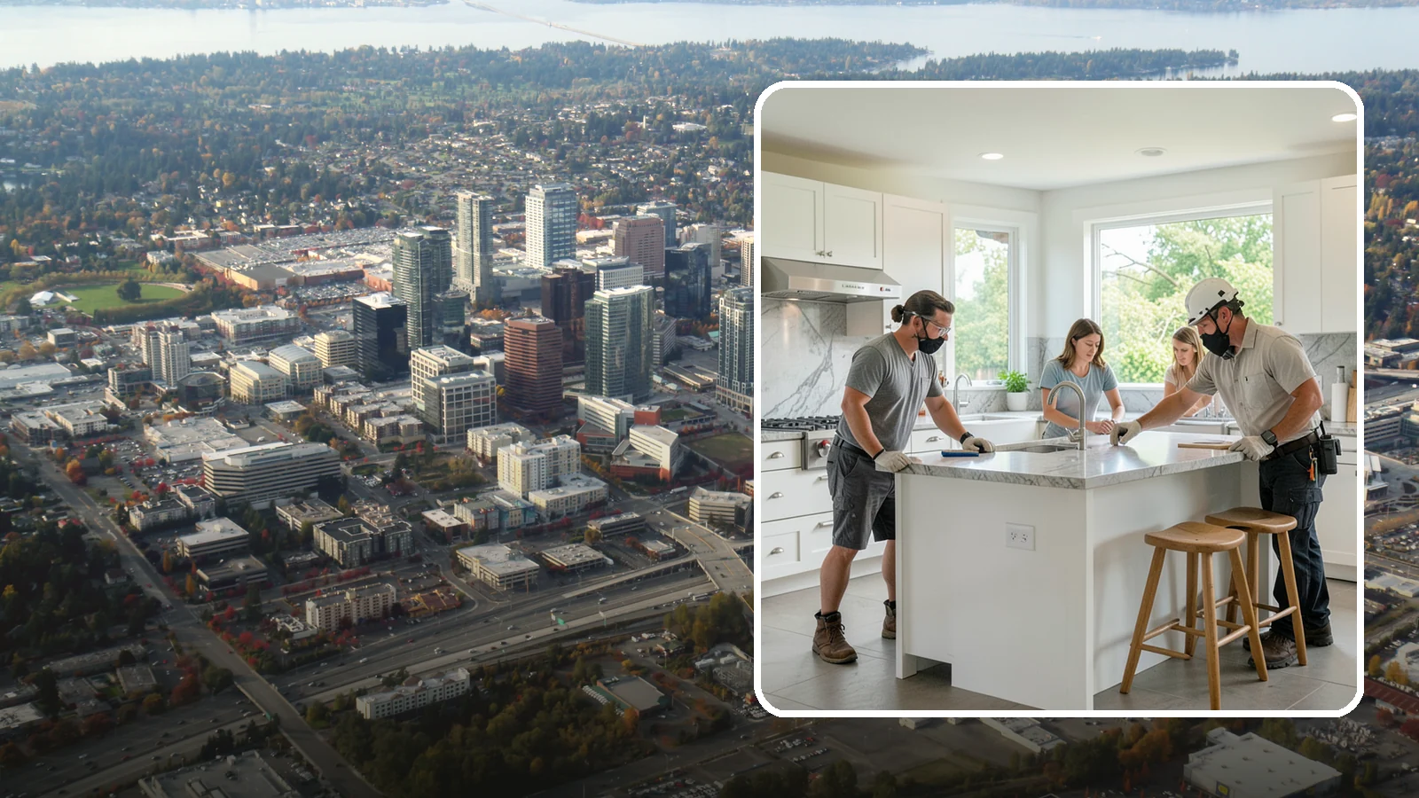 Kitchen Island Installation in Bellevue, King County, WA - Designing and installing a kitchen island to add prep space, storage, and seating at the center of your kitchen.