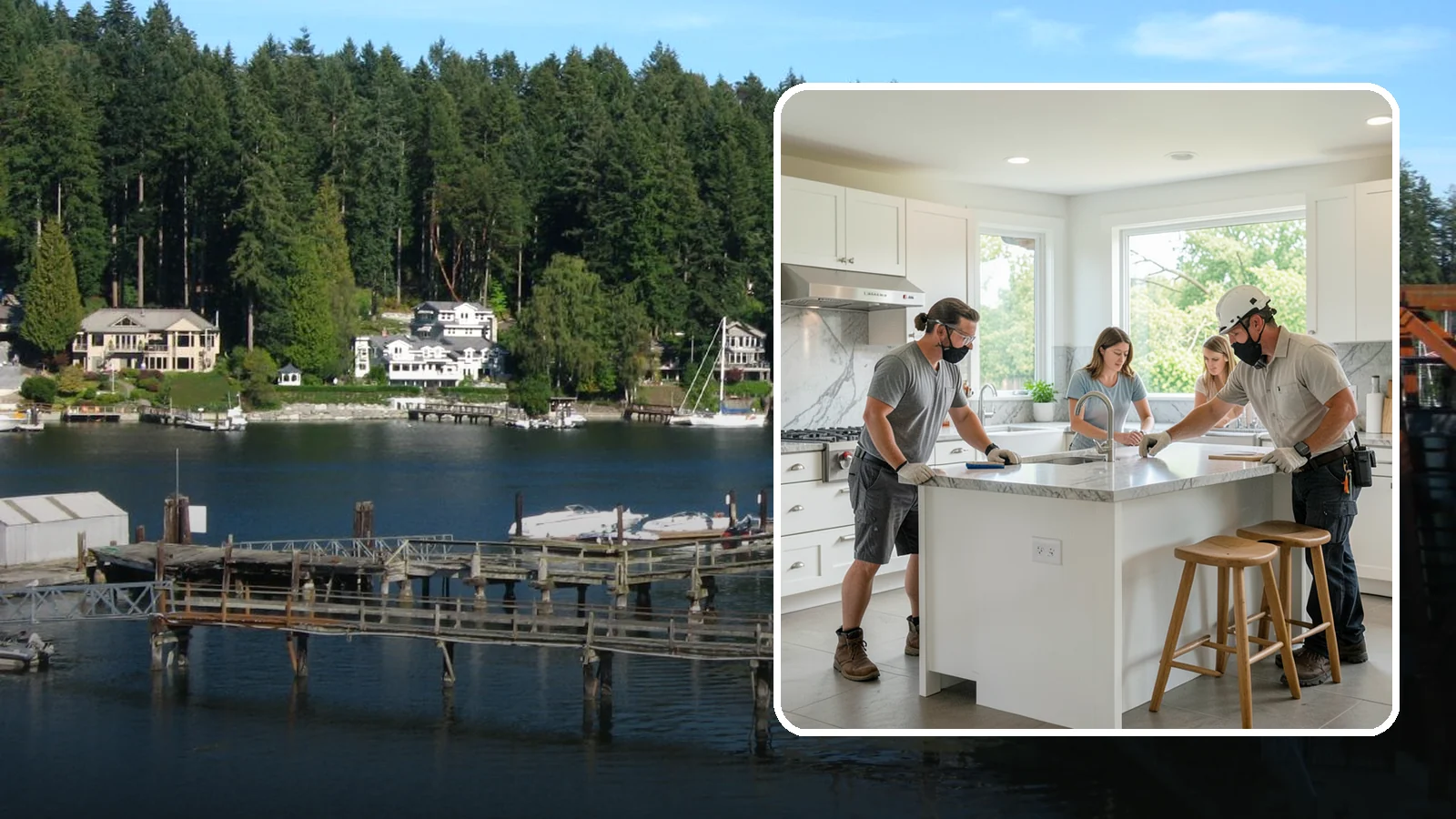 Kitchen Island Installation in Gig Harbor, Pierce County, WA - Designing and installing a kitchen island to add prep space, storage, and seating at the center of your kitchen.