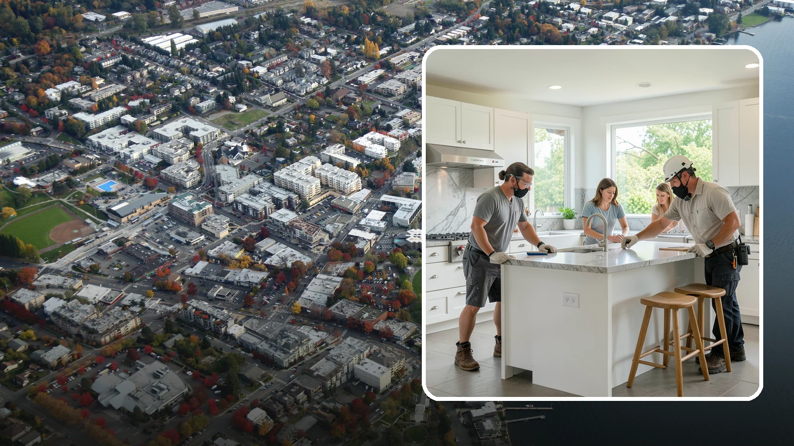 Kitchen Island Installation in Kirkland, King County, WA - Designing and installing a kitchen island to add prep space, storage, and seating at the center of your kitchen.