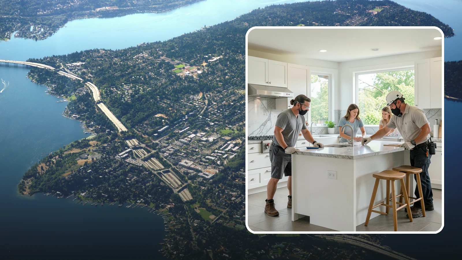 Kitchen Island Installation in Mercer Island, King County, WA - Designing and installing a kitchen island to add prep space, storage, and seating at the center of your kitchen.