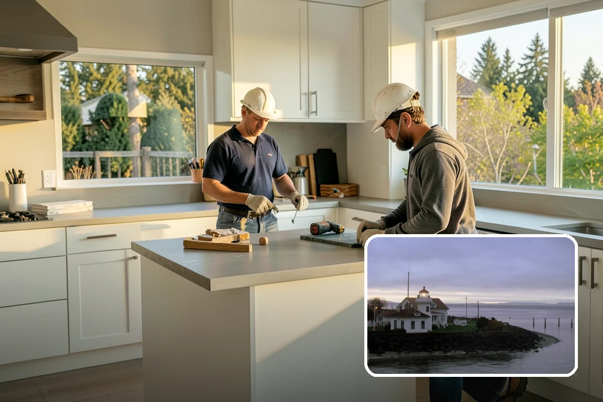 Kitchen Island Installation in Mukilteo, Snohomish County, WA - Added prep space and everyday storage