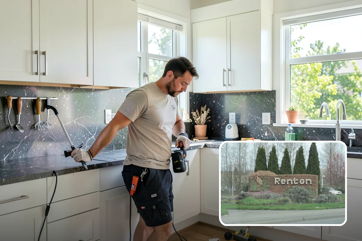 Kitchen Island Installation in Renton, King County, WA - Added prep space and everyday storage