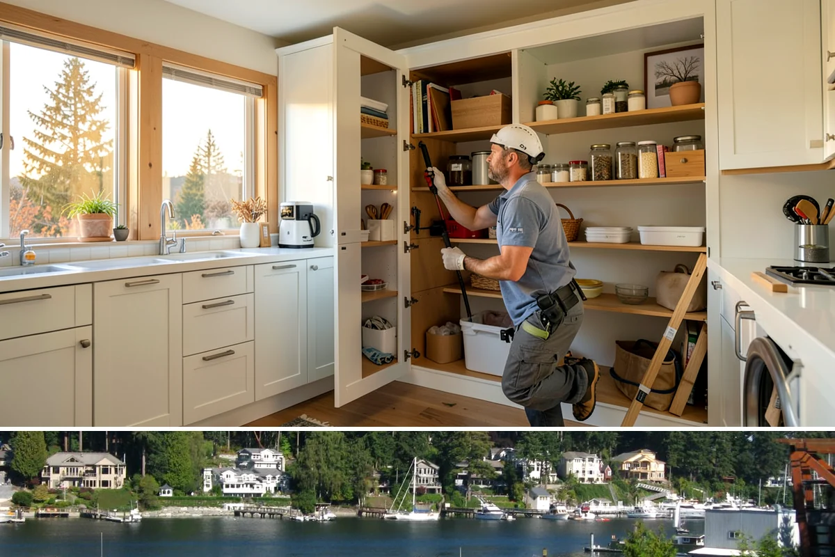 Laminate Countertop Installation in Gig Harbor, Pierce County, WA - Laminate installs indoors year-round and is a fast, weather-proof way to refresh a PNW kitchen.