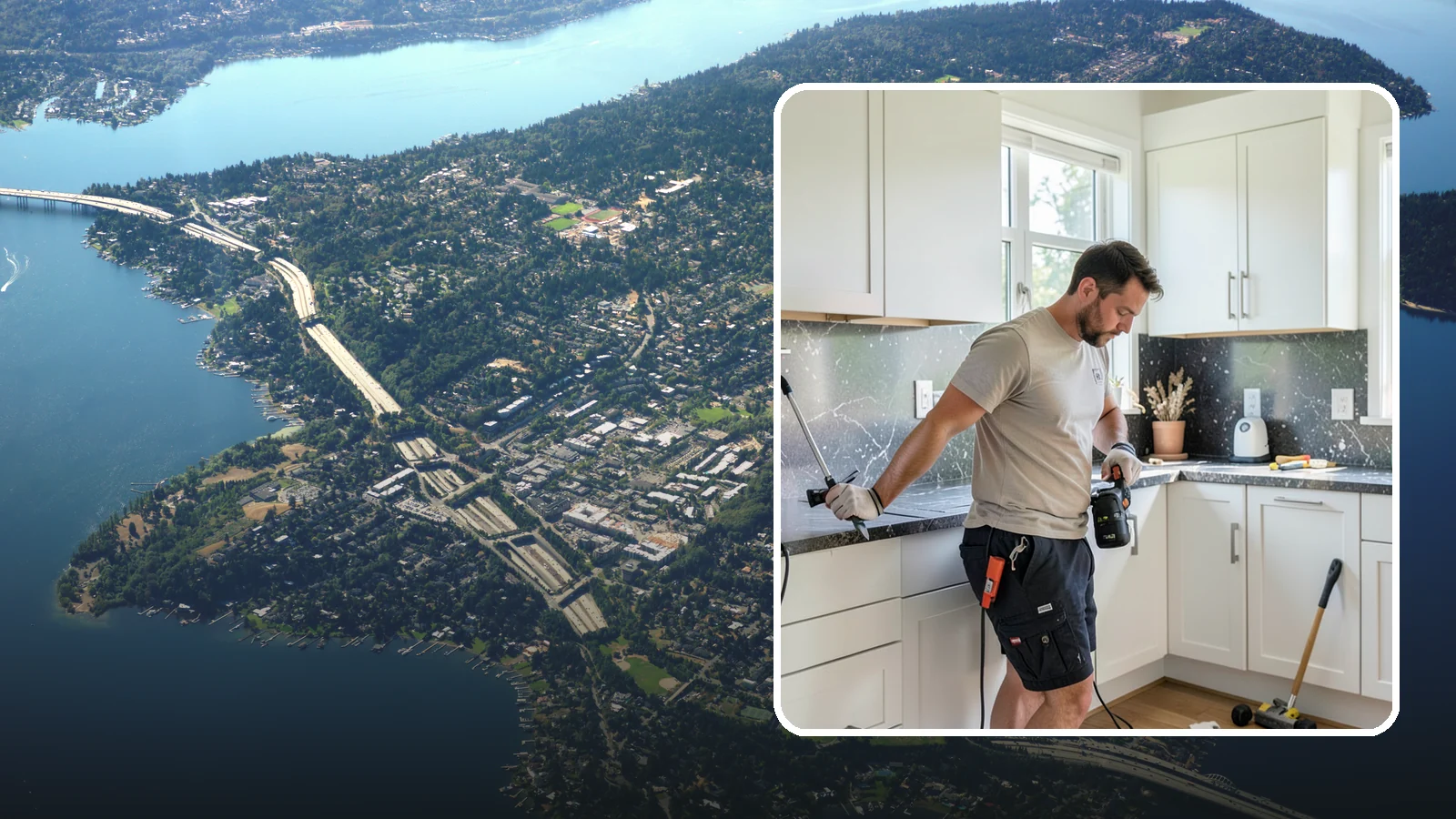 Laminate Countertop Installation in Mercer Island, King County, WA - Budget-friendly laminate countertop installation available in countless colors and patterns for a fast kitchen refresh.