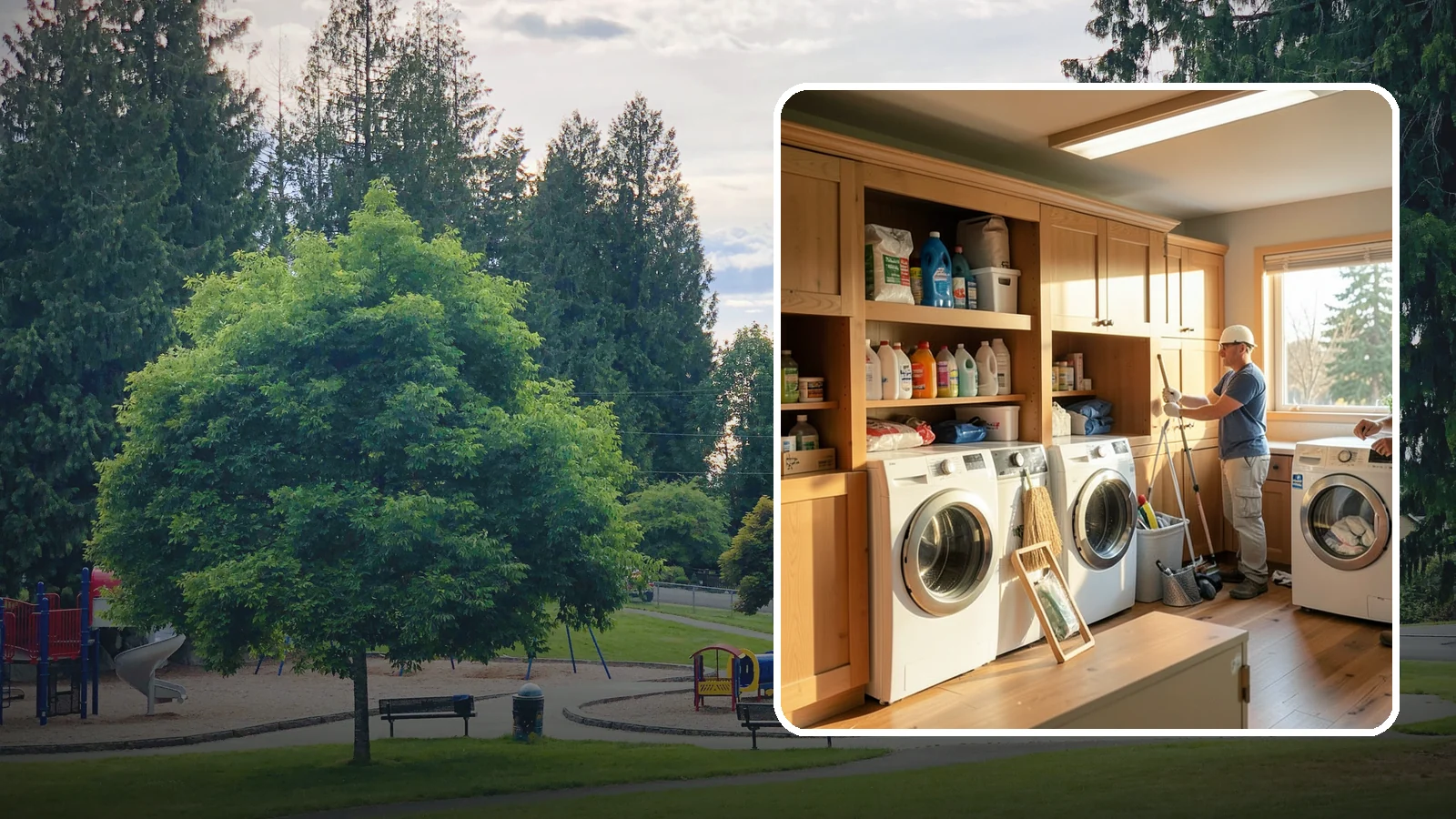 Laundry Room Cabinetry in Bonney Lake, Pierce County, WA - Installing practical laundry room cabinetry that organizes supplies and hides clutter around your machines.