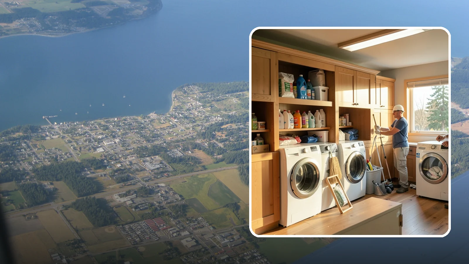 Laundry Room Cabinetry in Coupeville, Island County, WA - Installing practical laundry room cabinetry that organizes supplies and hides clutter around your machines.