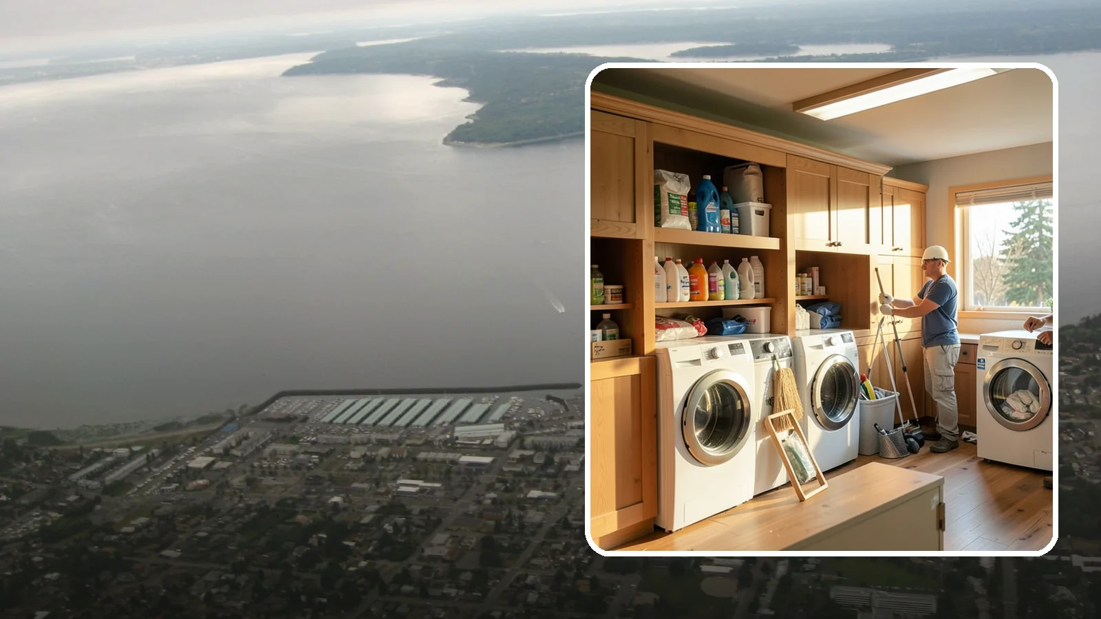 Laundry Room Cabinetry in Des Moines, King County, WA - Installing practical laundry room cabinetry that organizes supplies and hides clutter around your machines.