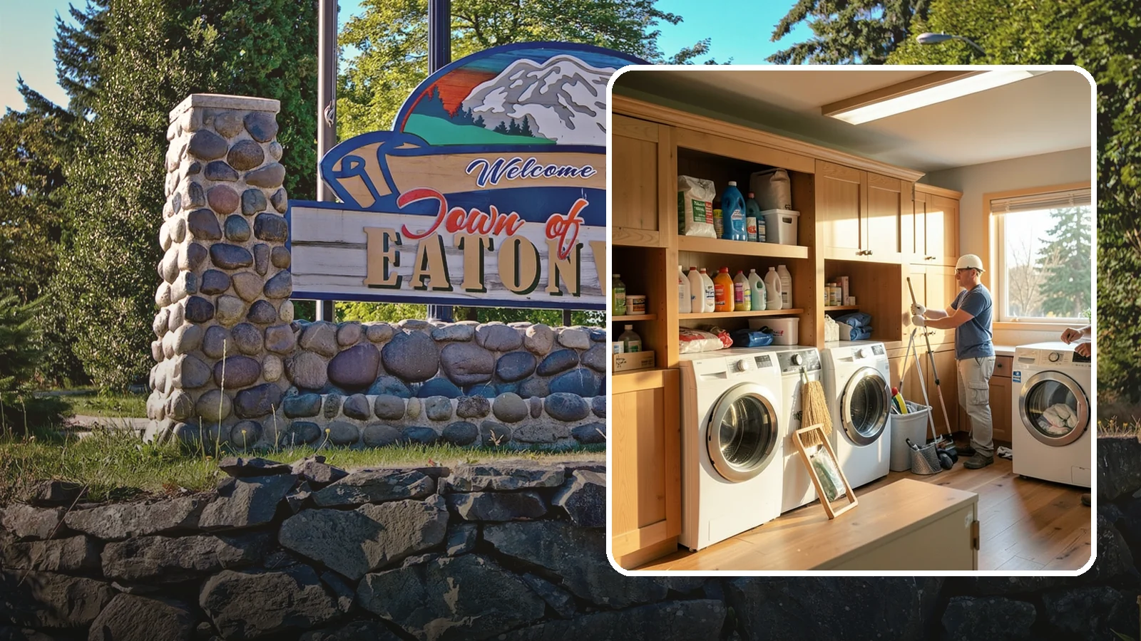 Laundry Room Cabinetry in Eatonville, Pierce County, WA - Installing practical laundry room cabinetry that organizes supplies and hides clutter around your machines.