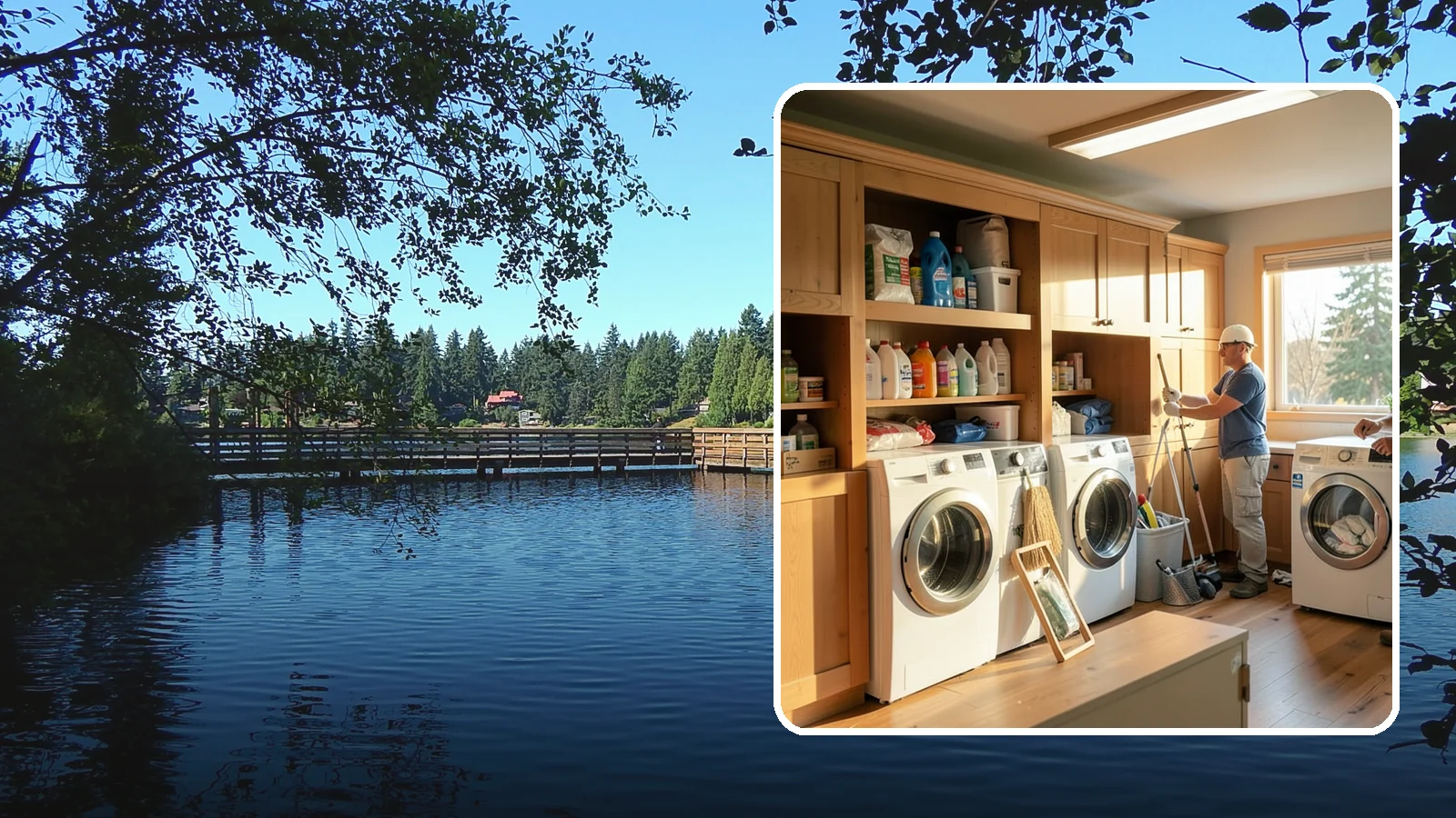 Laundry Room Cabinetry in Federal Way, King County, WA - Installing practical laundry room cabinetry that organizes supplies and hides clutter around your machines.