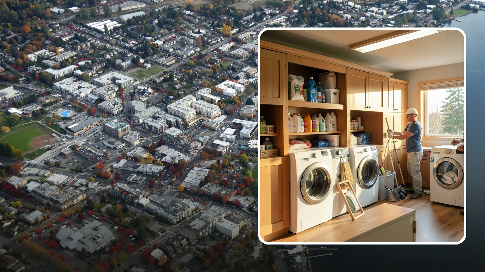 Laundry Room Cabinetry in Kirkland, King County, WA - Installing practical laundry room cabinetry that organizes supplies and hides clutter around your machines.