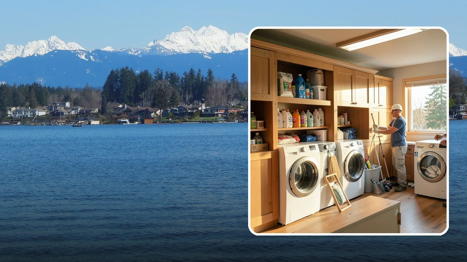 Laundry Room Cabinetry in Lake Stevens, Snohomish County, WA - Installing practical laundry room cabinetry that organizes supplies and hides clutter around your machines.