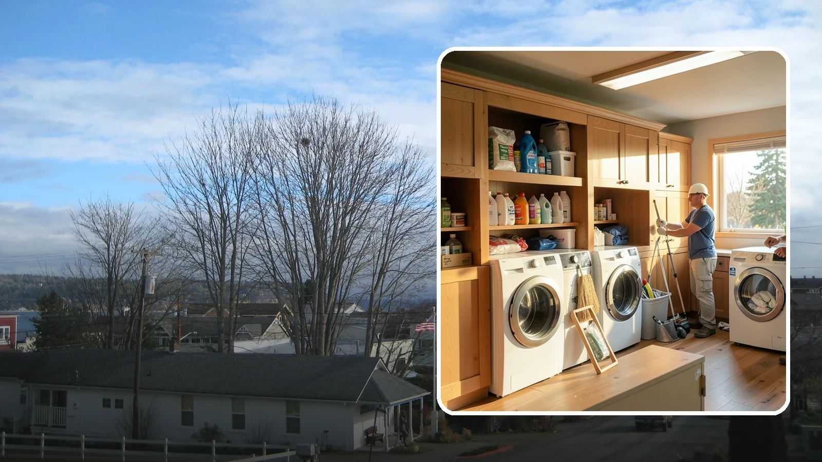 Laundry Room Cabinetry in Langley, Island County, WA - Installing practical laundry room cabinetry that organizes supplies and hides clutter around your machines.