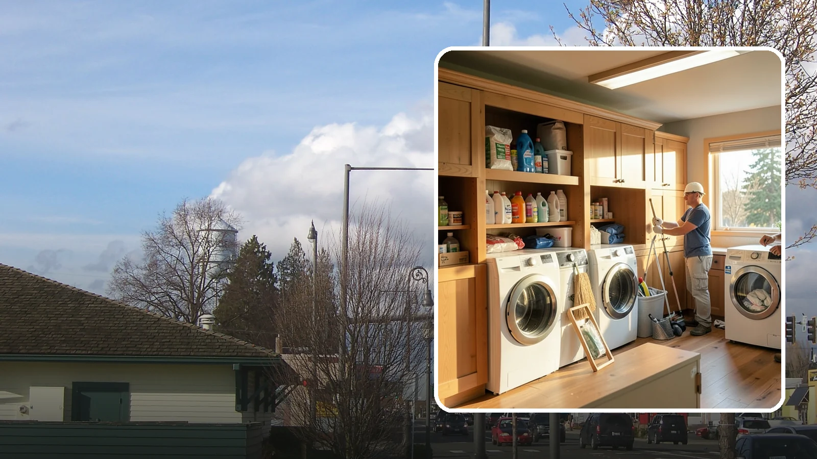 Laundry Room Cabinetry in Marysville, Snohomish County, WA - Installing practical laundry room cabinetry that organizes supplies and hides clutter around your machines.