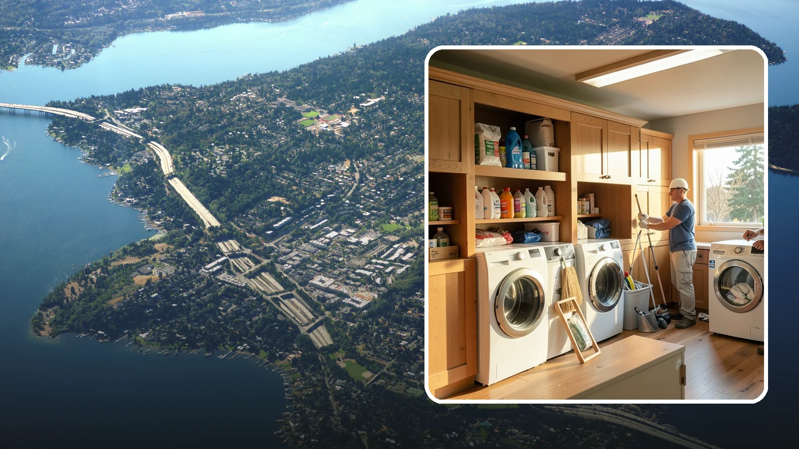 Laundry Room Cabinetry in Mercer Island, King County, WA - Installing practical laundry room cabinetry that organizes supplies and hides clutter around your machines.