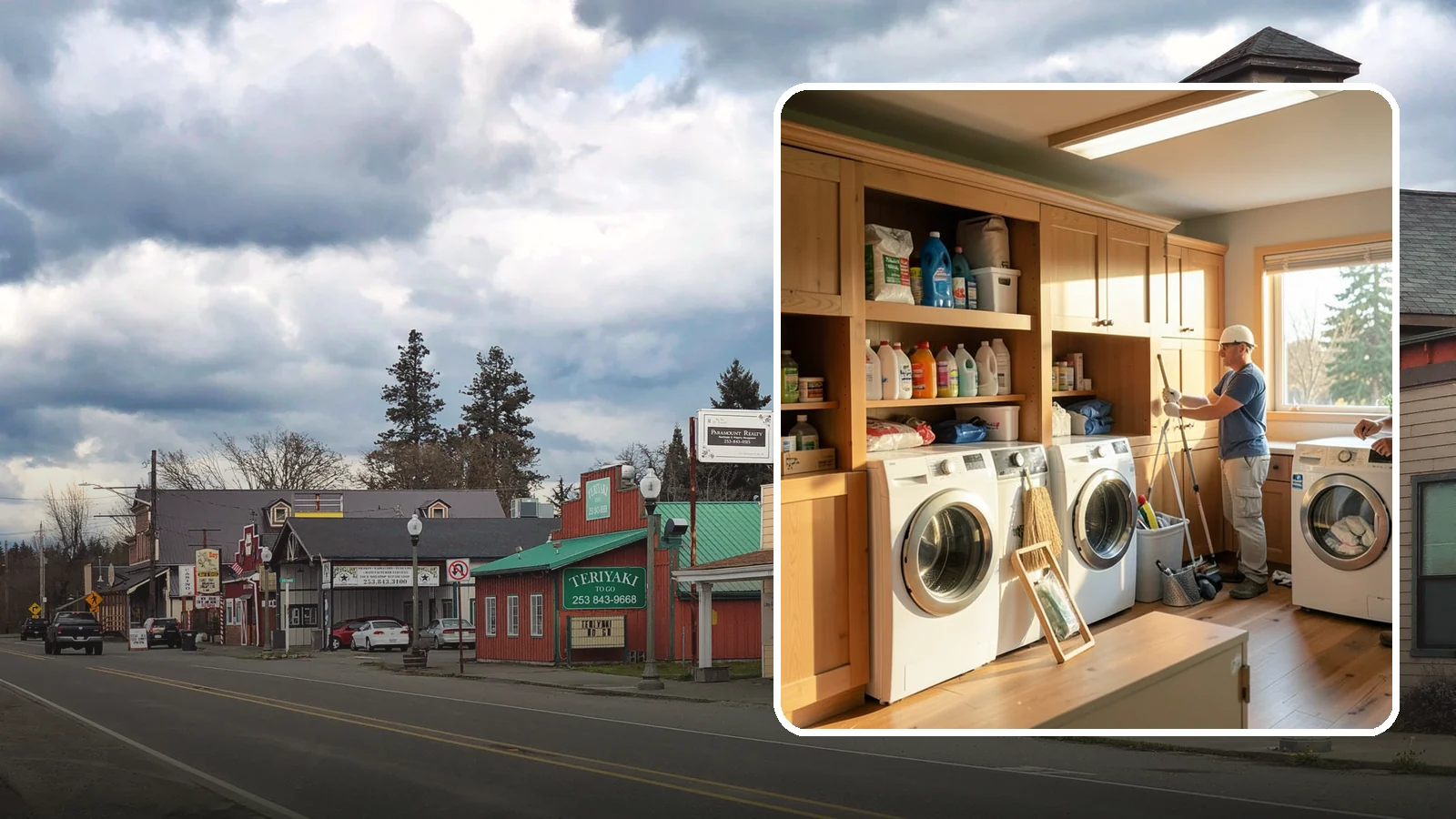 Laundry Room Cabinetry in Roy, Pierce County, WA - Installing practical laundry room cabinetry that organizes supplies and hides clutter around your machines.
