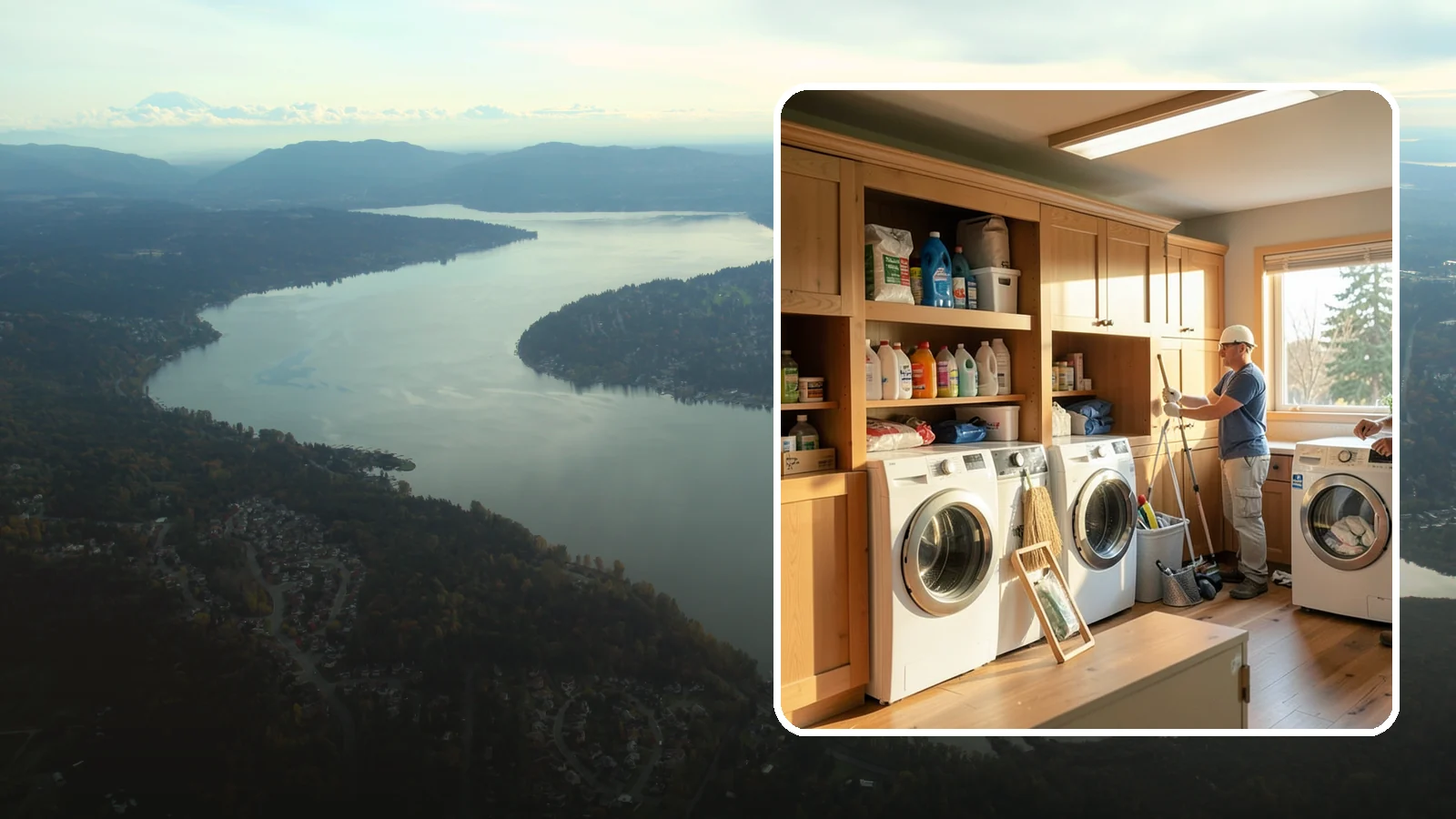 Laundry Room Cabinetry in Sammamish, King County, WA - Installing practical laundry room cabinetry that organizes supplies and hides clutter around your machines.