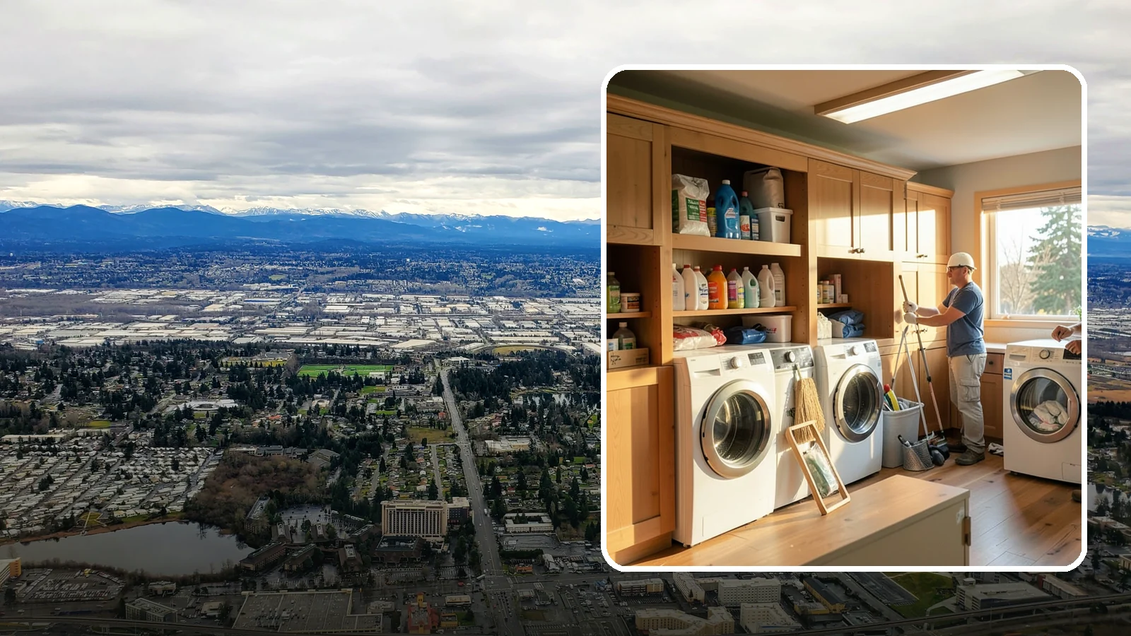 Laundry Room Cabinetry in SeaTac, King County, WA - Installing practical laundry room cabinetry that organizes supplies and hides clutter around your machines.