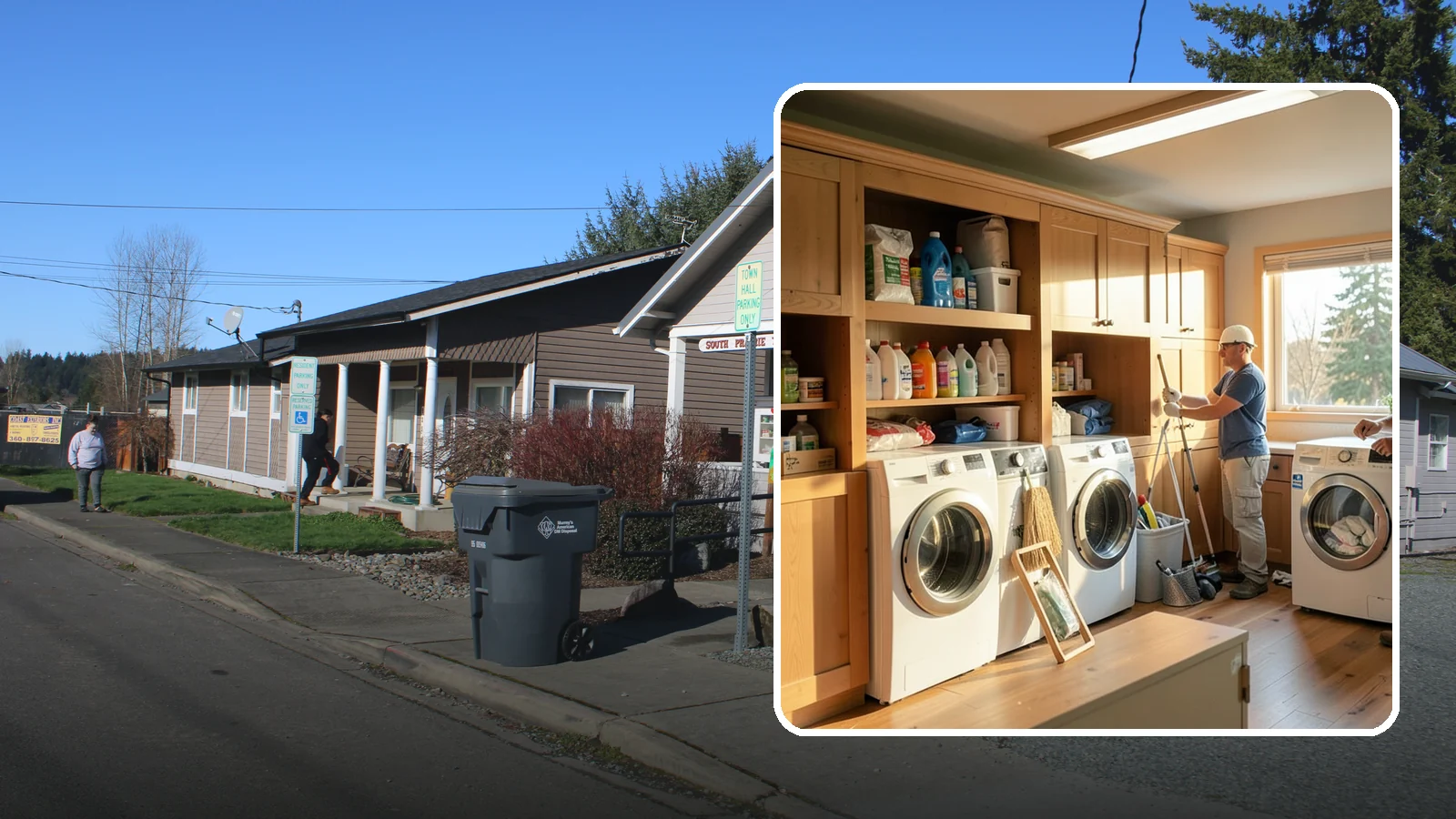 Laundry Room Cabinetry in South Prairie, Pierce County, WA - Installing practical laundry room cabinetry that organizes supplies and hides clutter around your machines.