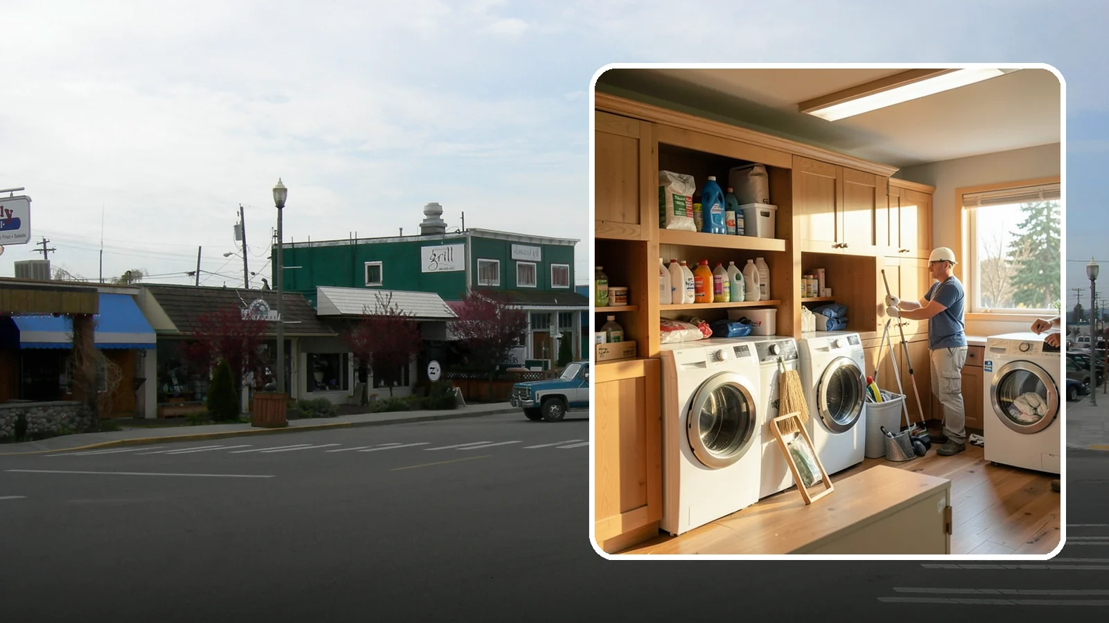 Laundry Room Cabinetry in Stanwood, Snohomish County, WA - Installing practical laundry room cabinetry that organizes supplies and hides clutter around your machines.