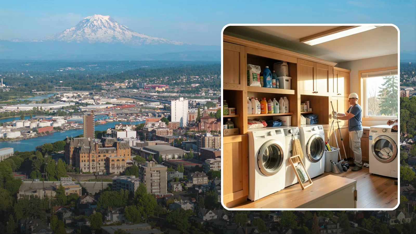 Laundry Room Cabinetry in Tacoma, Pierce County, WA - Installing practical laundry room cabinetry that organizes supplies and hides clutter around your machines.