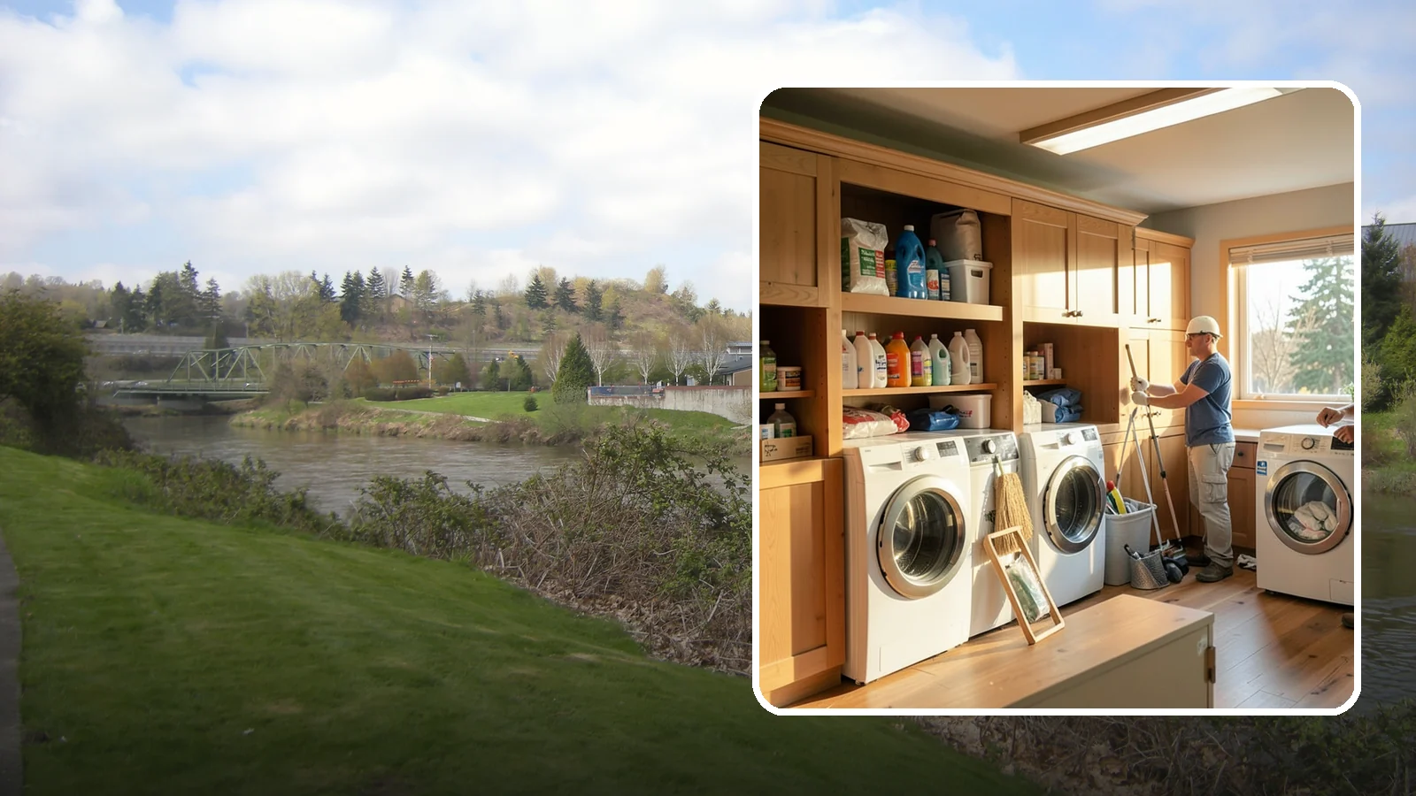 Laundry Room Cabinetry in Tukwila, King County, WA - Installing practical laundry room cabinetry that organizes supplies and hides clutter around your machines.