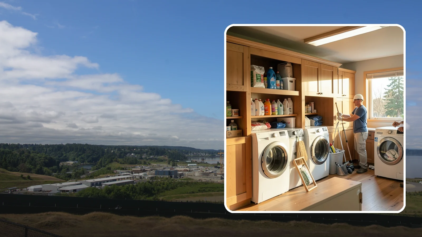 Laundry Room Cabinetry in University Place, Pierce County, WA - Installing practical laundry room cabinetry that organizes supplies and hides clutter around your machines.