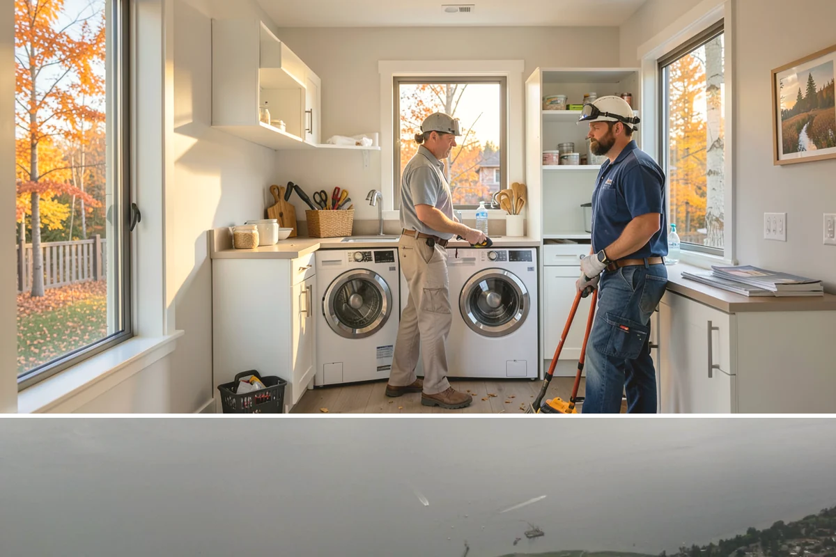 Laundry Room Construction in Des Moines, King County, WA - Drier months from late spring through early fall are best when new construction touches exterior walls or venting penetrations...