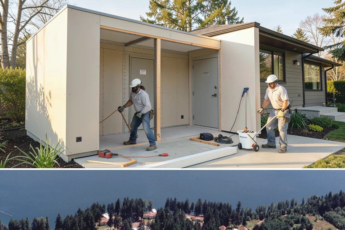 Laundry Room Construction in Lakewood, Pierce County, WA - Drier months from late spring through early fall are best when new construction touches exterior walls or venting penetrations...