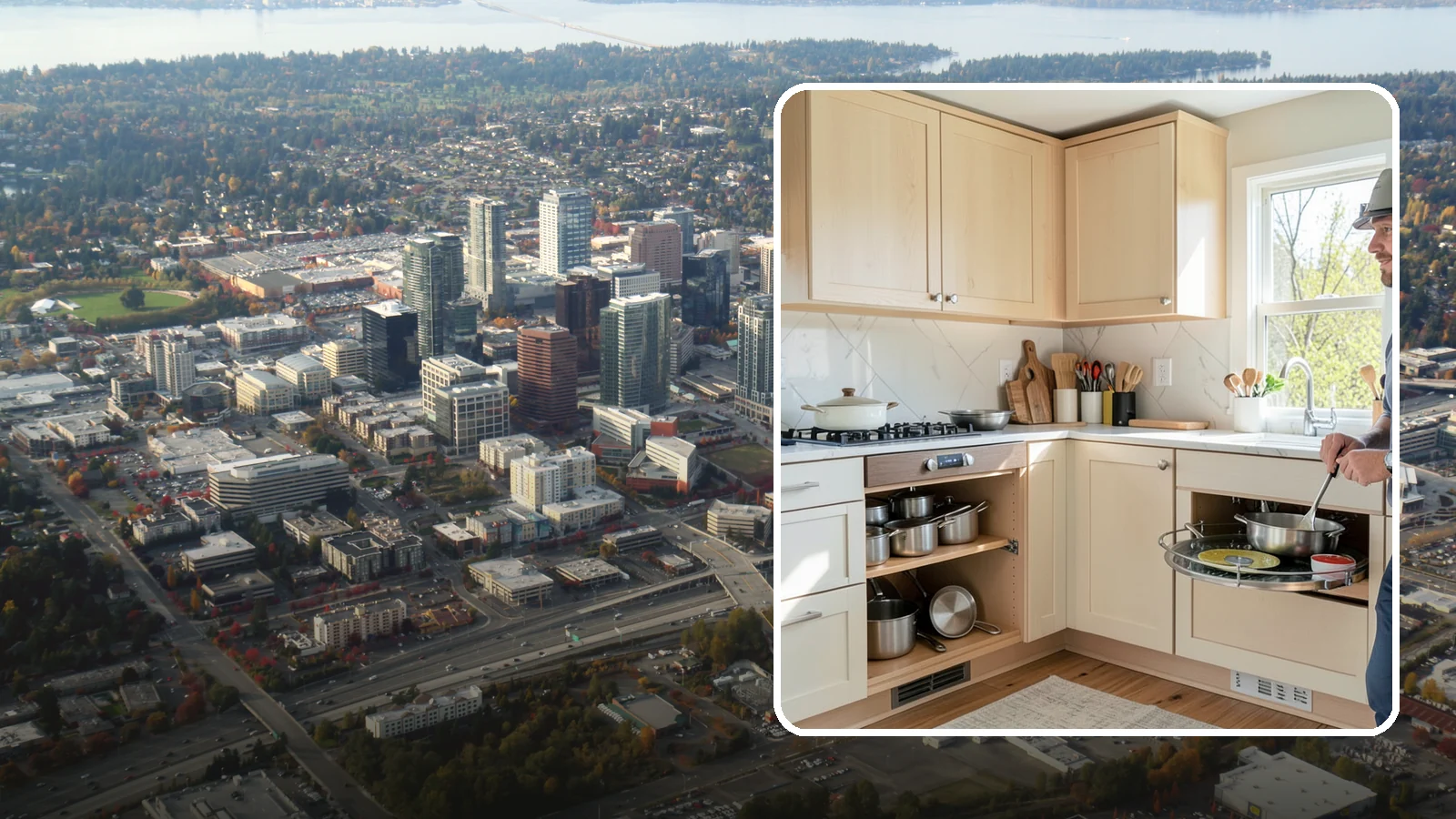 Lazy Susan Installation in Bellevue, King County, WA - Installing a rotating lazy Susan carousel in a corner cabinet to make its dead space fully accessible.
