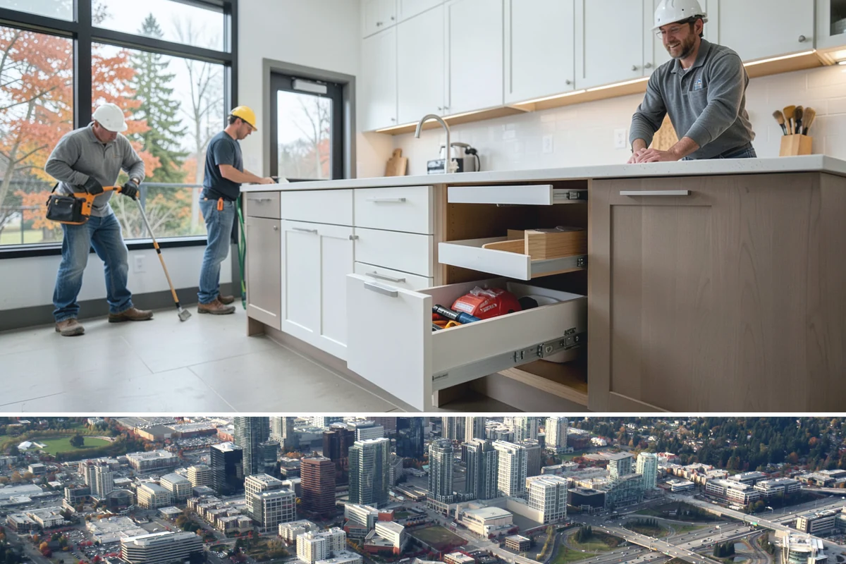 Lazy Susan Installation in Bellevue, King County, WA - Corner storage upgrades have no seasonal constraints and can be completed in a short visit year-round.