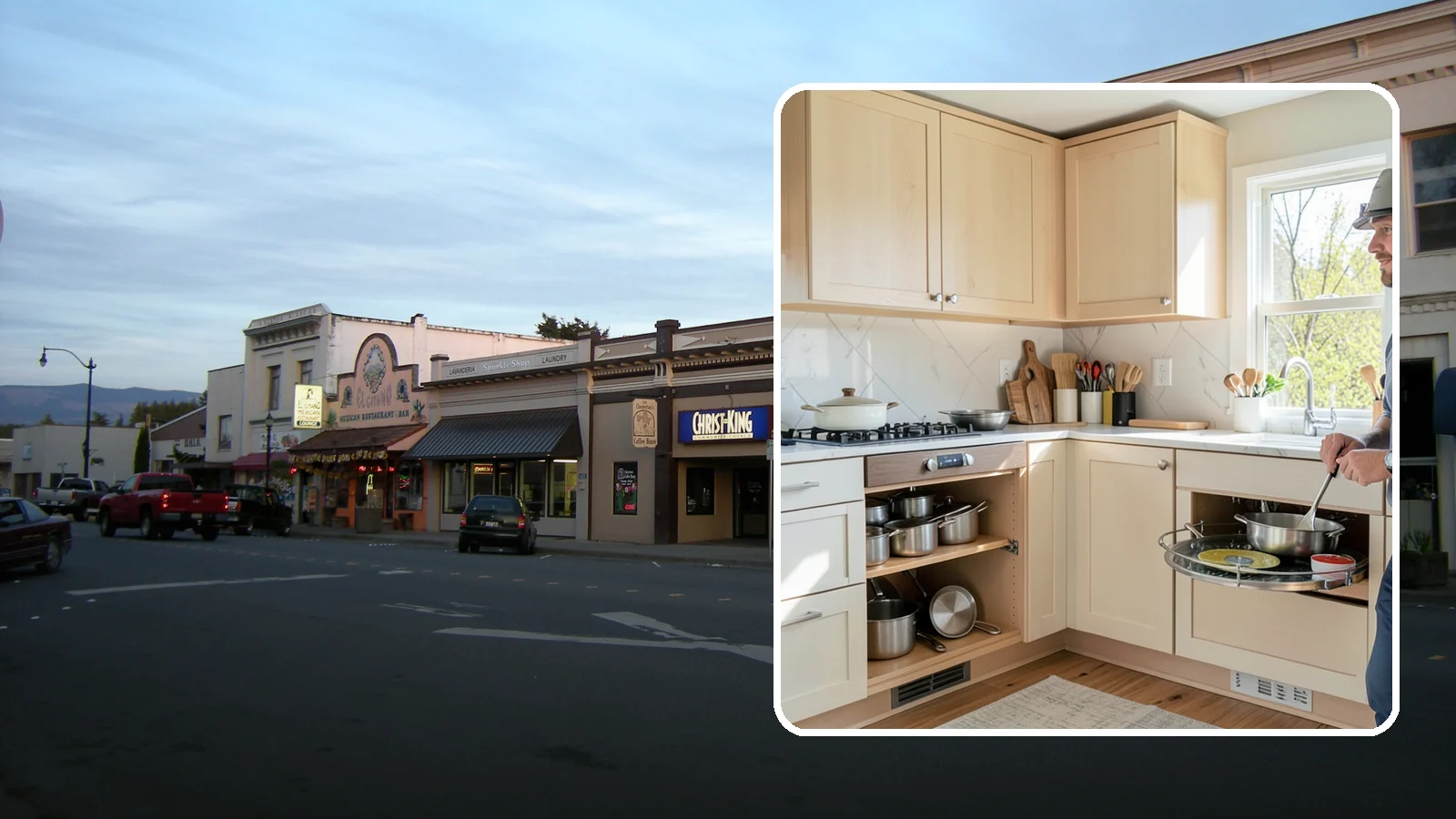 Lazy Susan Installation in Burlington, Skagit County, WA - Installing a rotating lazy Susan carousel in a corner cabinet to make its dead space fully accessible.